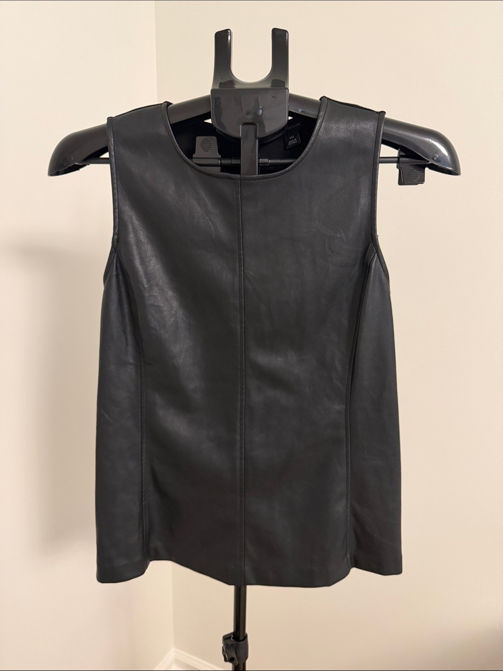 Ann Taylor Black Faux Leather Sleeveless Top